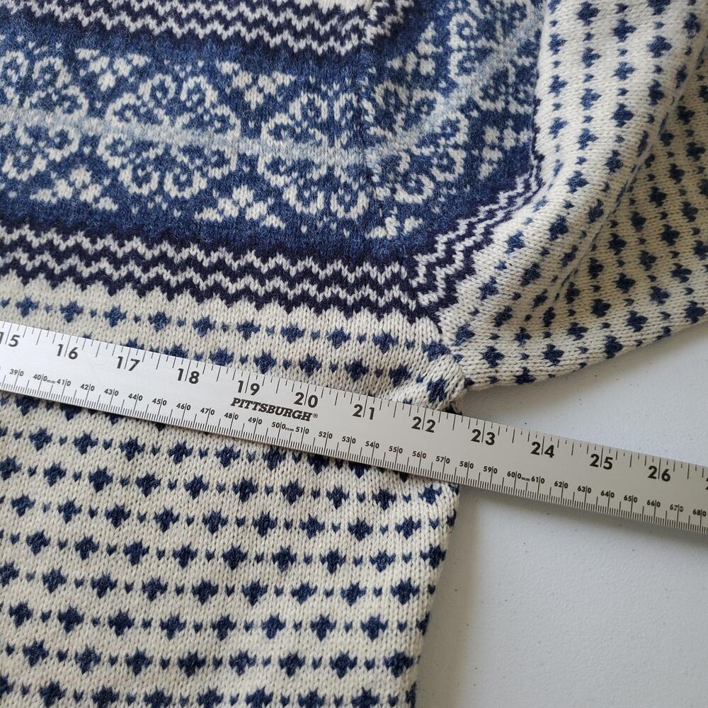 Skyr Nordic Fair Isle Cardigan Sweater Womens Large Blue 100% Wool Ski - Picture 6 of 9